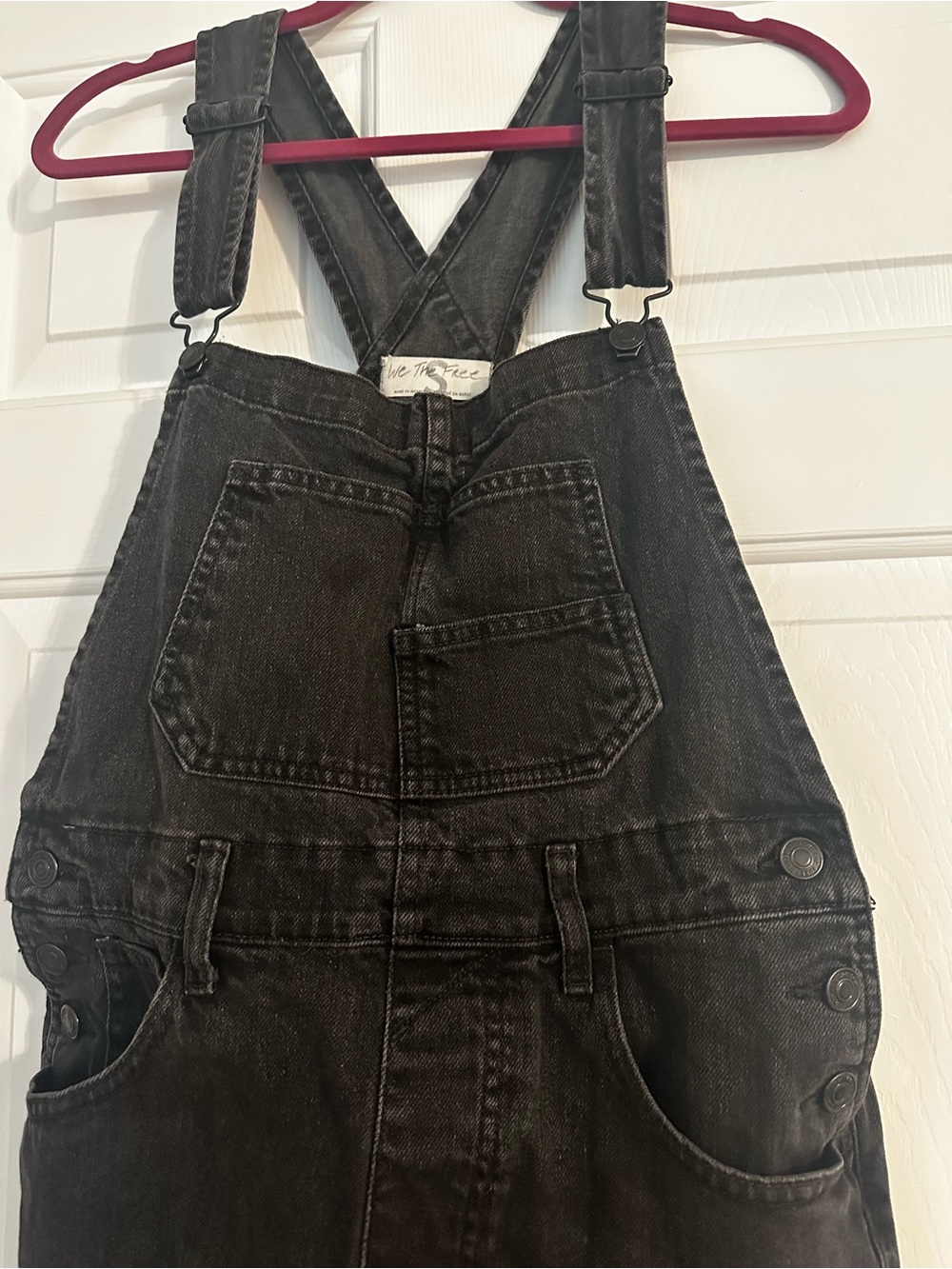 Free People Black Denim Overalls